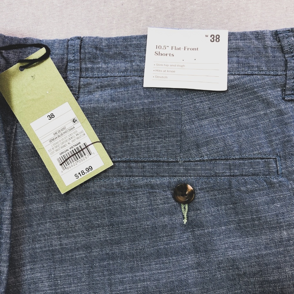 Geneva Blue Chambray Linden Flat Front Chino Short - Picture 6 of 8